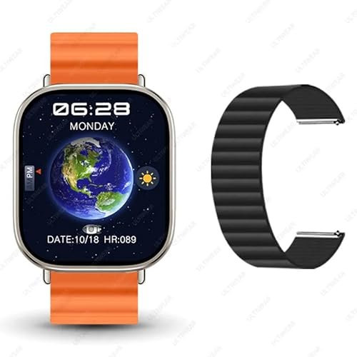 GeRRiT HK9 Ultra 2 Max AMOLED Montre intelligente pour homme, album photo, contrôle gestuel, NFC, boussole, fréquence cardiaque, Bluetooth, appel, montre intelligente améliorée (orange Alpine B)