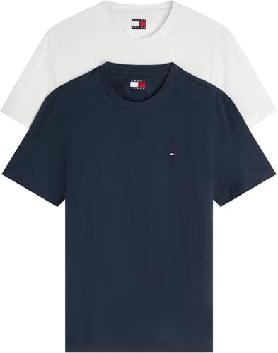 Tommy Jeans Herren TJM Xslim 2pack Jersey Tee EXT Dm0dm20687, Blue (Dark Night Navy/Ecru), M