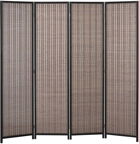 HOMCOM Paravent Interieur en Bois 4 Panneaux 180 x 180 cm séparateur de pièce Pliable cloison de séparation pour Salon Chambre à Coucher Maison, Marron