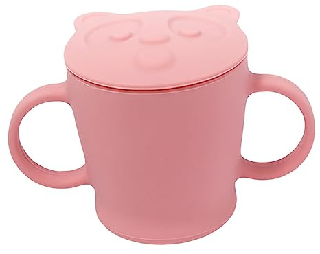 ANDRESLAD Vaso De Aprendizaje De Silicona Para Niños Pequeños Taza Anticaída Asas Vaso De Agua Para Bebés Material De Silicona Alimentaria Adecuado Para Aprendizaje Independiente Color Rosa Set De 1