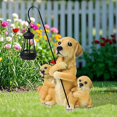 PARAS KORS Garten-Hundestatuen, Outdoor-Dekoration, Welpenfigur für Terrasse, Rasen, Hof, Kunstdekoration, Einweihungsgartengeschenk (Labrador)