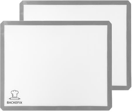 2x Backefix Silikon Backmatte 40x30 cm - 2er Set wiederverwendbar Silikonbackmatte Schadstoff frei - einfach, umweltbewusst und gesund backen mit Dauerbackmatte, spülmaschinenfest, zuschneidbar