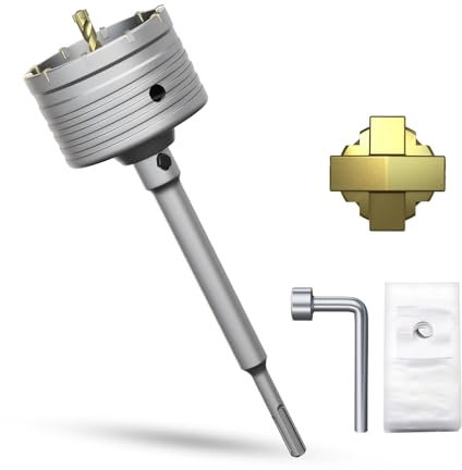 METOTY Couronne de forage creuse de 90 mm - Avec adaptateur SDS Plus - 220 mm - Pour maçonnerie, brique, béton, ciment, pierre