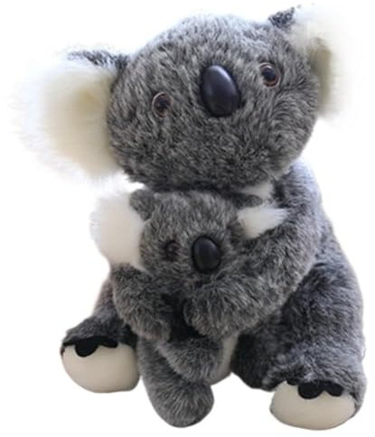 KUKUShining Koala Plüsch, Weiche Kuschelige Stofftiere Puppen Mutter Mit Baby Koalabär Plüschtier for Erwachsene Kinder Geburtstagsgeschenk(Gray)