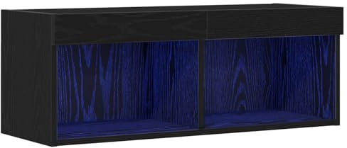 vidaXL Buffet TV avec éclairage LED Chêne Noir 80x30x30 cm