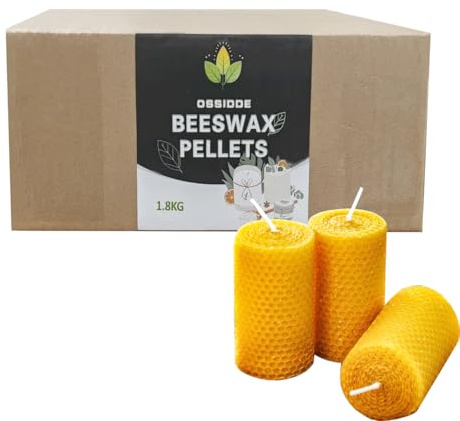 Ossidde Reines Weißes Bienenwachs, Natürliches Bienenwachs Pellets, Bienenwachs Pastillen Premium Qualität, Kosmetische Qualität Verschiedene Größen (Gelbes 1.8KG)