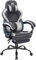 Precision Synergie Gaming Chair, Ergonomic Computer Chairs for Adults with Headrest Lumbar Support and Footrest Height Adjustable Gaming Chairs with 360°-Swivel Seat for Office or Home (Black & Grey)