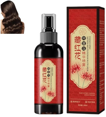 Safran-Haargel, Safran-Haarschwärzungsspray, pflegt trockenes, krauses Haar, natürliches, pflanzliches Haarspray für graues bis schwarzes Haar