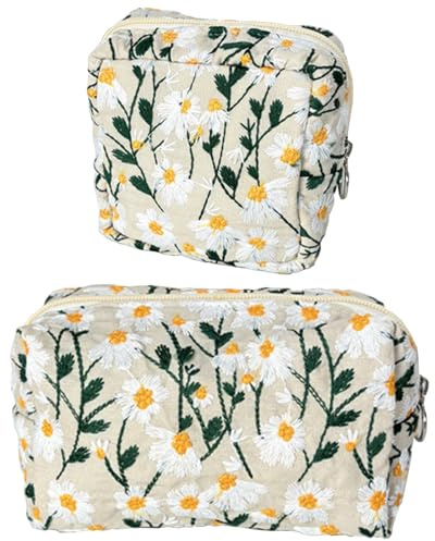 GUOYOU Neceser de Viaje para Mujer, de Algodón, con Cremallera, Neceser de Viaje, Bolso de Mano para Mujer, Puede Contener Cartera, Pulseras, Cosméticos y Artículos de Higiene