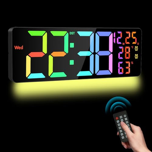 Drepint LED Reloj de Pared Digital de 11 Colores RGB