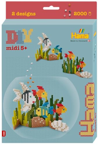 Hama Perlen 3456 Bügelperlen kleine Geschenkpackung mit ca. 2000 Bastelperlen mit Durchmesser 5 mm, Motiv Aquarium, kreativer Bastelspaß für Groß und Klein