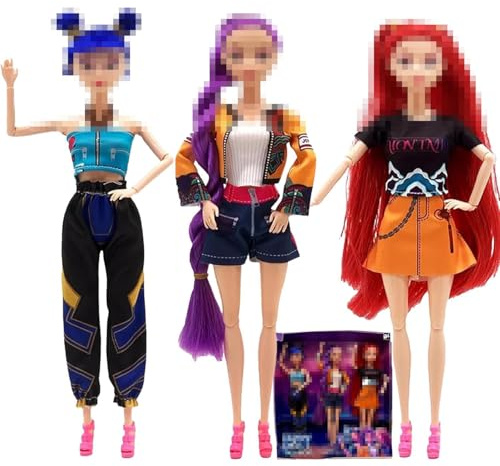 Xiujuers Kpop De-mon Hun-ters Figuren, 29 cm K-pop De-mon Hun-ters Puppen mit Puppenkostüm Zubehör, Rumi/Mira/Zoey Doll zum Sammeln & als Fangeschenk
