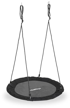 Relaxdays Nestschaukel, rund, für Kinder & Erwachsene, verstellbar, Ø 90 cm, Garten Tellerschaukel, bis 100 kg, schwarz