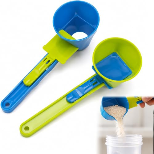 2Pcs Funnel Protein Powder Scoop, Gym Measuring Spoon,Coffee Scoops,Funnel Scoop for Powder with Sliding Base