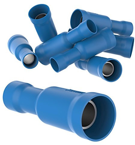 AUPROTEC 25x Rundsteckhülsen 1,5-2,5 mm² blau Vollisoliert PVC weibliche Quetschverbinder FRD Kabel Verbinder aus Messing verzinnt