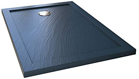 Piatto Doccia Slim 75x160x4 cm Rettangolare Acrilico Bordato Antracite Effetto Pietra MOD. Flower