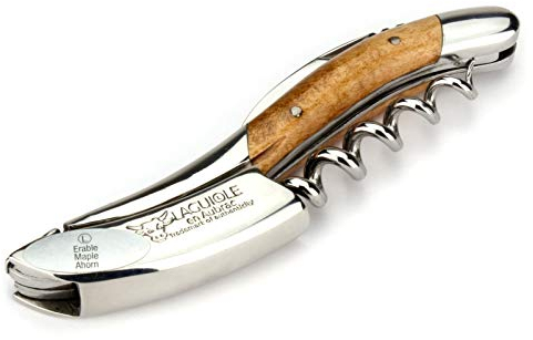 Laguiole en Aubrac Sommelierbesteck - geflammter Ahorn - Edelstahl glänzend - Kellnermesser Weinöffner