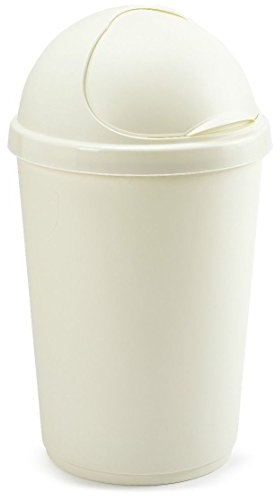 Plastic Bullet Bins 30L, 50L Waste Paper Recycle Dustbin Flap Lid Kitchen, Home,Office Rubbish Trash Baskets (Cream, 50L)