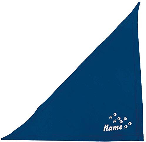 Schecker Besticktes Halstuch Blau 65 cm - Pfotenspur mit Hundename - hochwertig - waschbar - Hundehalstuch