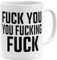 OM3® Fuck You You Fucking Fuck Kaffee-Tasse mit Spruch/Statement | Keramik Becher | 11oz 325ml | Beidseitig Bedruckt | Weiss