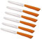Tredoni 6 Coltelli da Cucina - 11cm Acciaio Inossidabile Italiano Coltello Posate da Verdure/Bistecca/Tavola Seghettato, Punta Arrotondata (Arancione)