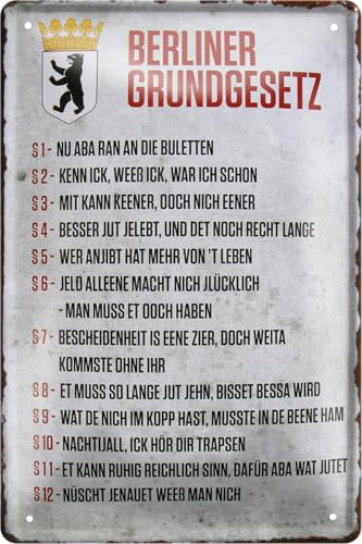 schilderkreis24 - Blechschilder Lustiger Spruch: “Berliner GRUNDGESETZ” Deko Berlinisch Berlinerisch Berlin Schild Witziges Geschenk Geburtstag Weihnachten 20x30 cm