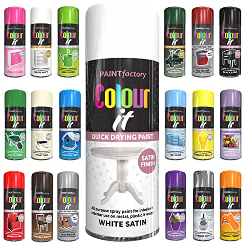 Classic Signature - 1 x White Satin All Purpose Aerosol Spray Paint 400ml Quick Drying Spray, Fast Dry and Excellent Coverage for Metal, Wood, Plastic and More