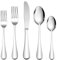 Besteck Set, Herogo 30-teilig Edelstahl Besteckset für 6 Personen, Modern Essbesteck Set mit Messer Gabel Löffel für Haus/Restaurant, Spiegelpoliert & Glatte Kante, Spülmaschinenfest