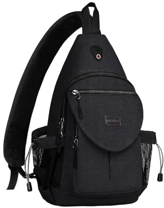 MOSISO Sling Rucksack, Canvas Crossbody Wandern Daypack Tasche mit Anti-Diebstahl Tasche