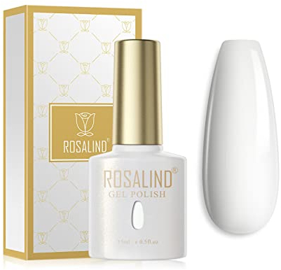 ROSALIND UV Nagellack Weiß Gel Nagellack 15ml Soak Off Nail Gel Polish für UV LED Nagellampe Langlebige French Maniküre Nagelgellack