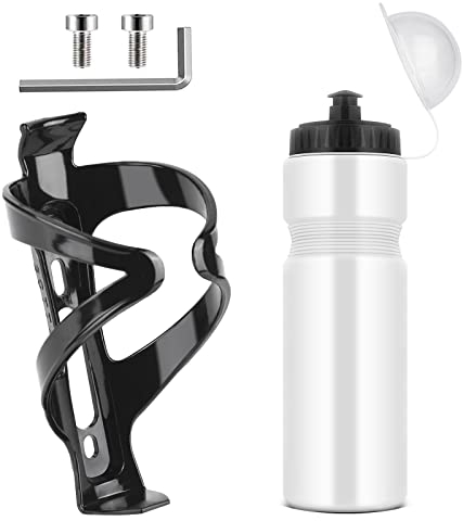 Ainiv Porte Bidon de Vélo avec Gourde Vélo 750ML, Bidon de Sport de Haute Qualité sans BPA Convient Aux Vélo/VTT/Vélo de Route,Porte Gourde Indispensable pour Rouler- Blanc