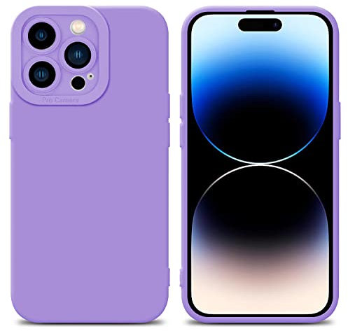 Cadorabo Hülle kompatibel mit Apple iPhone 14 PRO Schutzhülle TPU Silikon Case Liquid Design mit Kameraschutz Slim Kratzfest Weiche Gummi mit Rundumschutz Case Hülle für iPhone 14 PRO in Lila