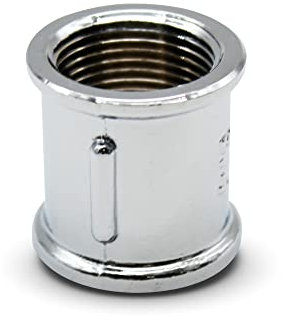 DOJA Barcelona | Manguito Laton cromado | 1 | Hembra | Enlace Laton | Manguito Laton para Aire, Agua, Gas, Combustible, Aceite | Racor Laton para Agua para Grifo para Asegurar Circulación en Tubo