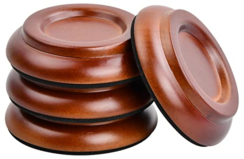 4 STK Klavieruntersetzer, Möbel Beinpolster Klavierfuß Pads aus Hartholz, Piano Caster Cups Pads, Bodenschoner mit Schaumstoff-Stoßdämpfer für Aufrechte Klaviere, Teppiche- & Bodenschutz (Braun)