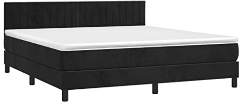 vidaXL Boxspringbett mit Matratze Schwarz 160x200 cm Samt
