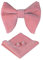 HOULIFE Fliege Herren Set - Verstellbare Fliege aus Samt Vorgebunden Fliege, einfarbige Einstecktuch, Manschettenknöpfe Set für Bräutigam Hochzeit formal mit Geschenkbox (Rauchrosa)