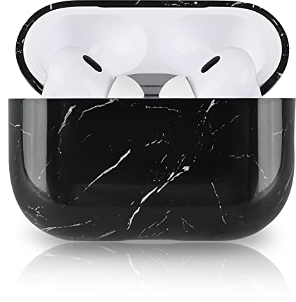 Newseego AirPods Pro 2 2022 Hülle für Mädchen Frauen, Stilvolle und Exquisite Marmormuster Harte PC-Hülle Airpods Pro 2.Generation Tragbare Stoßfeste Schutzhülle für AirPods Pro 2 Ladehülle-Schwarz