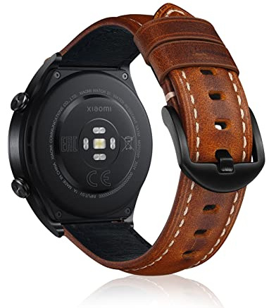 KeeFos 22mm Leder Armband Kompatibel mit Xiaomi Watch S5 46 mm/5/S4/S3/S1 Pro/2/2 Pro/Redmi Watch 5 Active/5 Lite, Weich Leder Uhrenarmband, Damen Herren Ersatzarmband - Hellbraun
