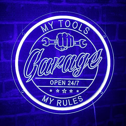 MiMaik Garage Neon Sign for Garage Wall Decor, LED Garage Neon Signs, Handmade Light Up Garage Signs for Man Cave Carport Decoration, Birthday Gifts for Dad Men Husband 12''x12''