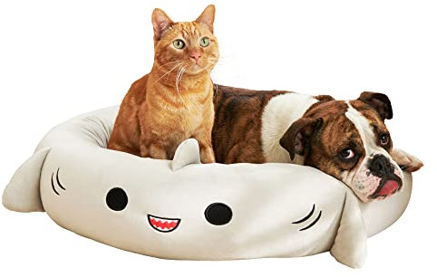 Squishmallows Gordon Shark Haustierbett, 76,2 cm, groß, ultraweich, offizielles Plüsch-Haustierbett, Grau