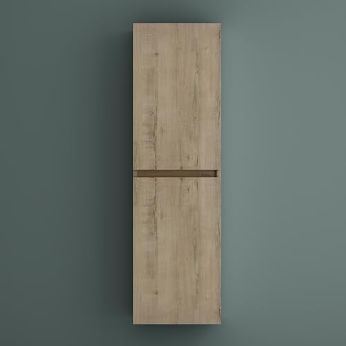 Mai & Mai Seitenschrank Badezimmerschrank mit 2 Türen und 4 Fächern Badregal Allzweckschrank Badschrank in Eiche Greige BTH: 35x20x120 cm Verona