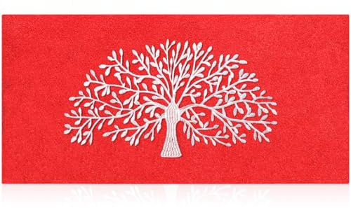 AOAOPQ Zerbino per ingresso esterno albero della vita 45 x 120 cm, tappetino rosso con tappetino lavabile in lavatrice in gomma antiscivolo per ingresso porta d'ingresso
