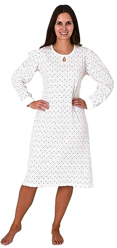Normann Damen Nachthemd Langarm in eleganter Punkte/Tupfen Optik