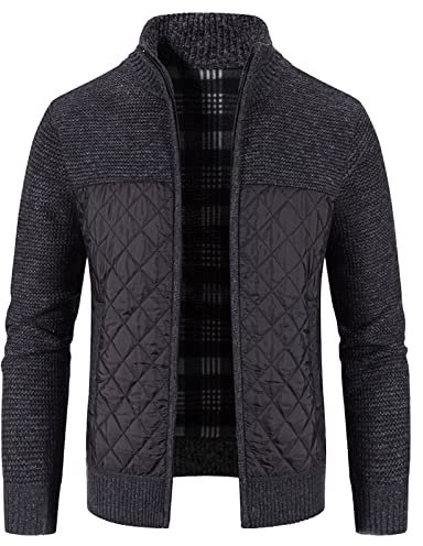 Janker Herren: Sportlich Modern 3XL mit Reißverschluss Cardigan Sweatjacke Langarm Leicht Strick Lang Trachtenjacke Wintermantel Herbst Ohne Kapuze Trachtenjanker Strickjacke