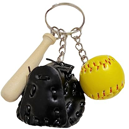 Kielsjajd Schlüsselanhänger Engel Personalisiert Baseball-Schlüsselanhänger, dreiteiliges Set, Anhänger, Geschenk, Baseball-Drei-in-einem-Modeanhänger Schlüsselanhänger Karabinerhaken (A, One Size)
