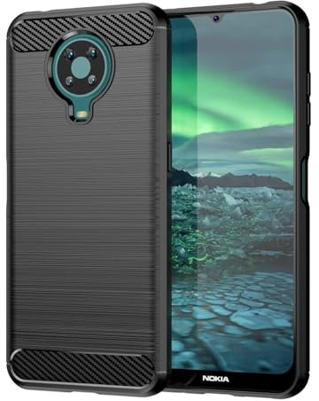 Jhxtech Hülle für Nokia G10 Hülle, Nokia G20 Hülle, Nokia 6.3 TA-1336 Hülle, ultradünne Handyhülle mit Stoßdämpfung aus Karbonfaser TPU Gummi Schutzhüllen für Nokia G10/G20 Schwarz