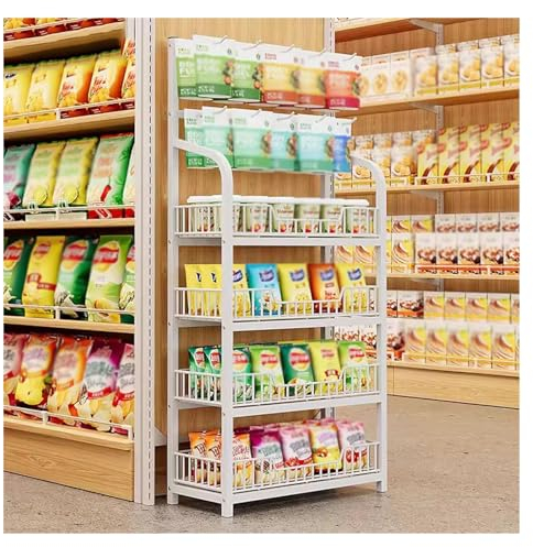 Snack-Regal im Supermarkt 57,5 65,4 Zoll Groß Schwarz Regal Für Supermarkt-Snacks, Kommerziell Kartoffelchip-Regal Aufbewahrungskorb/ Teebeutel-Organisator, Mit Abnehmbarem Haken, Für Speisekammer Apo