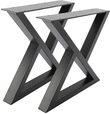 AKOGG 2 Stück Tischbeine Metall,Tischgestell Aus Eisen,Möbelfüße,Industrial Tischgestell Tischkufen,Für Schreibtisch,Esstisch,Couchtisch,Sitzbank,Sofa,Mit Schrauben & Einstellbar Bodenschoner,Schwarz