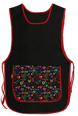 Etrexonline Delantal Universal con Bolsillos para Barbacoa, Cocina, Limpieza, Hostelería, Frutería y Trabajo - Uniforme Laboral Cómodo y Eficaz(Corazón xoxo)
