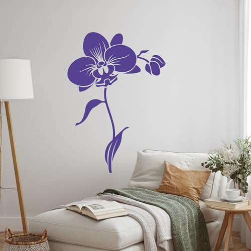 GRAZDesign Blumen Wandattoo Orchidee Blüte Wandaufkleber Wohnzimmer, Flur, Küche auf Wand, Schrank, Tür - 82x57cm / dunkelrot